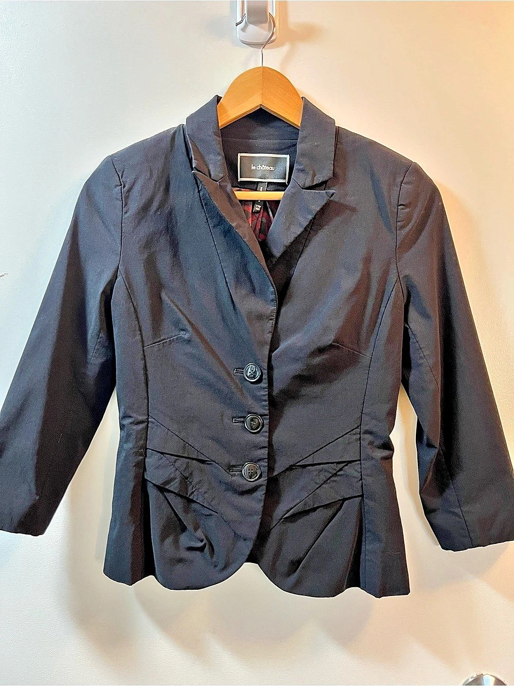 Le Chateau Geometric Blazer in Black Size XXS Like New